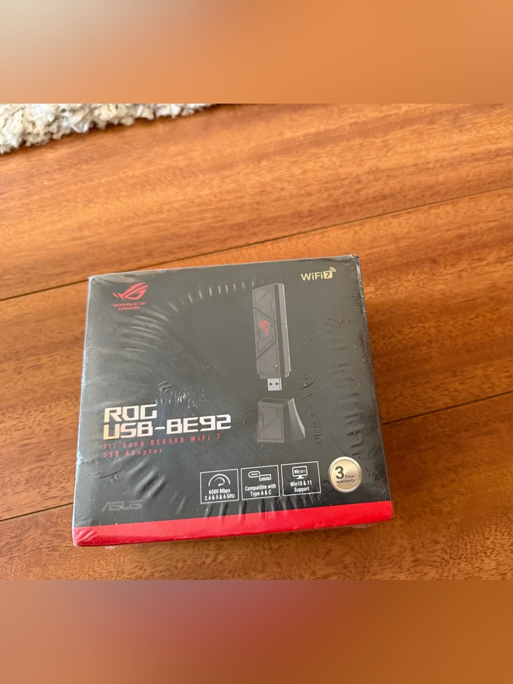 New Asus ROG USB-BE92 Tri-Band BE6500 WiFi 7 USB Adapter Sealed Gamers Fast